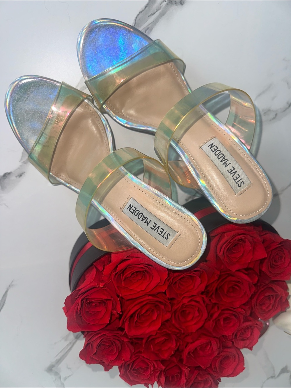 Steve Madden Iridescent Clear Strap Platform Heels - Picture 6 of 10